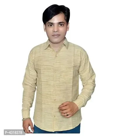 Brown Cotton Solid Casual Shirts For Men