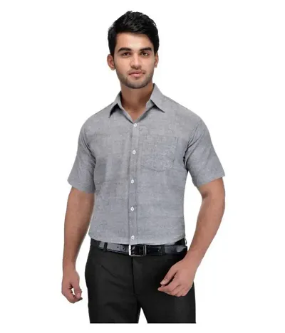 Reliable Khadi Solid Short Sleeves Casual Shirts For Men