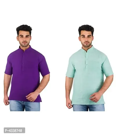 Men Khadi Multi Khadi Kurta Pack of 2-thumb0