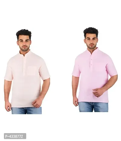 Men Khadi Multi Khadi Kurta Pack of 2