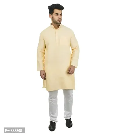 Men Khadi Yellow Khadi Kurta-thumb4