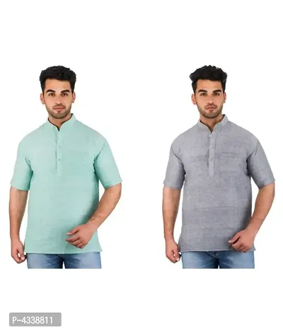 Men Khadi Multi Khadi Kurta Pack of 2