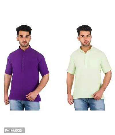 Men Khadi Multi Khadi Kurta Pack of 2