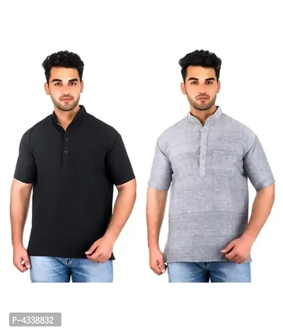 Men Khadi Multi Khadi Kurta Pack of 2