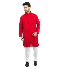 Men Khadi Red Khadi Kurta-thumb3