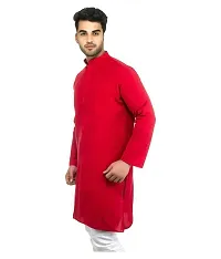 Men Khadi Red Khadi Kurta-thumb1