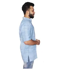 Blue Khadi Kurtas For Men-thumb1