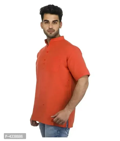 Men Khadi Orange Khadi Kurta-thumb3