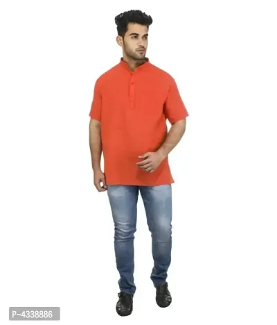 Men Khadi Orange Khadi Kurta-thumb4