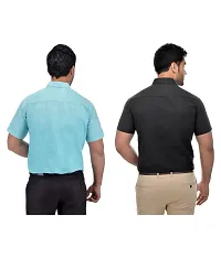 Men's Khadi Blue Formal Regular Fit Shirt combo-thumb1