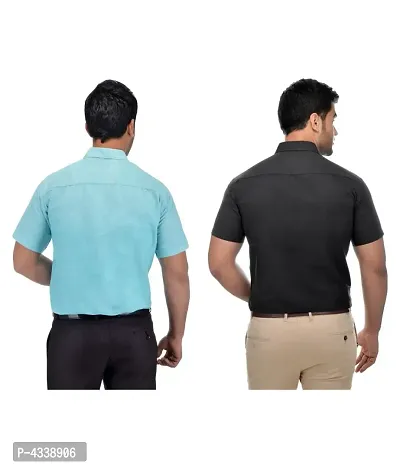 Men's Khadi Blue Formal Regular Fit Shirt combo-thumb2