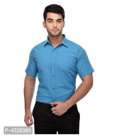 Men's Khadi Blue Formal Regular Fit Shirt combo-thumb4