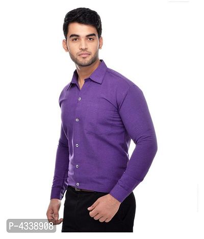 Men's Khadi Purple Formal Regular Fit Shirt-thumb2