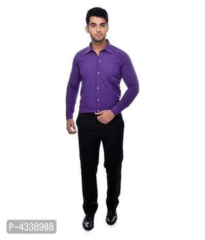 Men's Khadi Purple Formal Regular Fit Shirt-thumb4