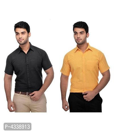 Men's Khadi Multi Formal Regular Fit Shirt Pack of 2-thumb0