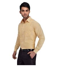 Men's Khadi Beige Formal Regular Fit Shirt-thumb1