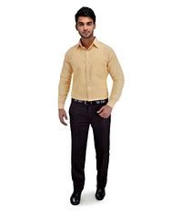 Men's Khadi Beige Formal Regular Fit Shirt-thumb3