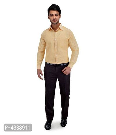 Men's Khadi Beige Formal Regular Fit Shirt-thumb4
