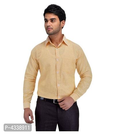 Men's Khadi Beige Formal Regular Fit Shirt-thumb0
