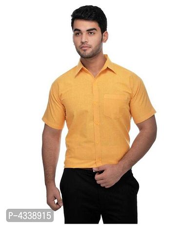 Men's Khadi Yellow Formal Regular Fit Shirt
