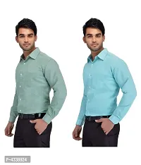 Men's Khadi 100 Percent Cotton Blue Solids Party wear Shirt-thumb2