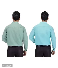 Men's Khadi 100 Percent Cotton Blue Solids Party wear Shirt-thumb1