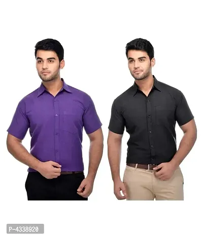Men's Khadi Multi Formal Regular Fit Shirt Pack of 2-thumb0