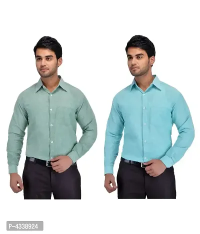 Men's Khadi 100 Percent Cotton Blue Solids Party wear Shirt-thumb0