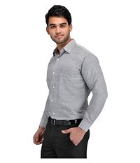 Men's Khadi Grey Formal Regular Fit Shirt-thumb1