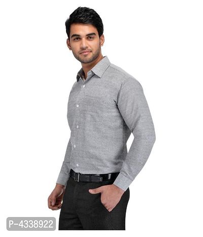Men's Khadi Grey Formal Regular Fit Shirt-thumb2