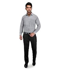 Men's Khadi Grey Formal Regular Fit Shirt-thumb3