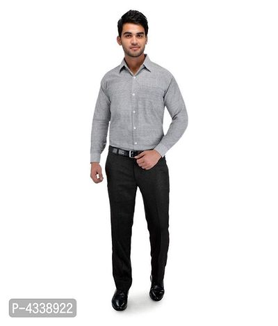 Men's Khadi Grey Formal Regular Fit Shirt-thumb4