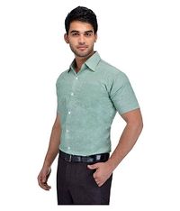 Men's Khadi Green Formal Regular Fit Shirt-thumb1