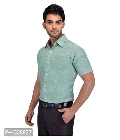 Men's Khadi Green Formal Regular Fit Shirt-thumb2