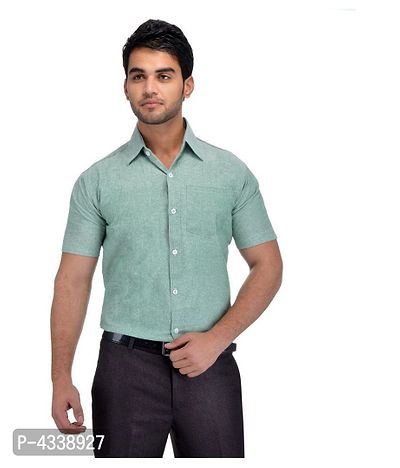 Men's Khadi Green Formal Regular Fit Shirt-thumb0