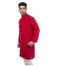 Men's Red Khadi Solid Kurtas - Single-thumb1