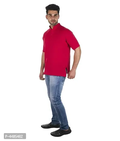 Men's Red Khadi Solid Kurtas - Single-thumb4