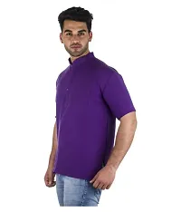 Men's Purple Khadi Solid Kurtas - Single-thumb2
