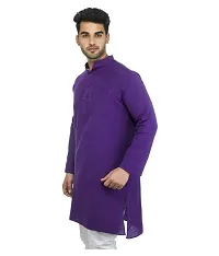 Men's Purple Khadi Solid Kurtas - Single-thumb1