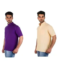 Men's Multicoloured Khadi Solid Kurtas - Pack of 2-thumb1