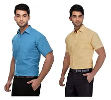 Multicoloured Cotton Blend Solid Formal Shirts For Men-thumb1