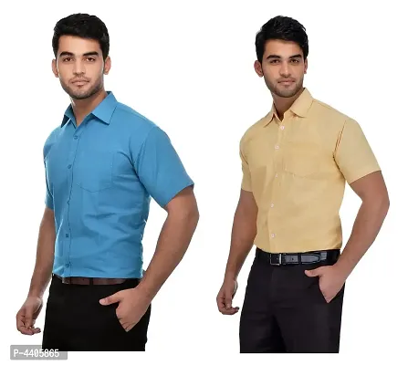 Multicoloured Cotton Blend Solid Formal Shirts For Men-thumb2