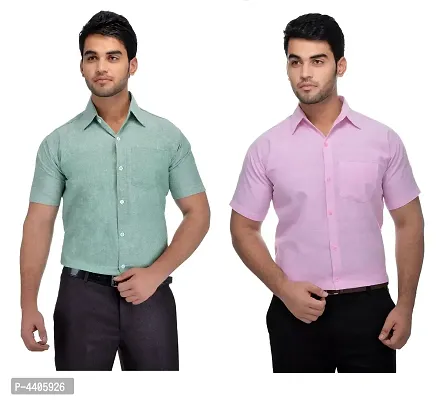 Multicoloured Cotton Blend Solid Formal Shirts For Men-thumb0