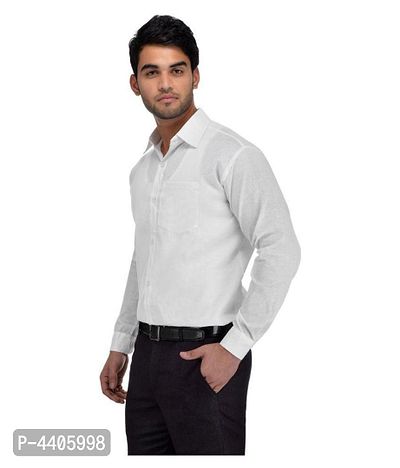 Men's White Khadi Full Solid Regular Fit Formal Shirts - Single Pack-thumb2