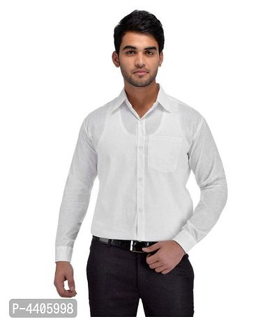 Men's White Khadi Full Solid Regular Fit Formal Shirts - Single Pack-thumb0