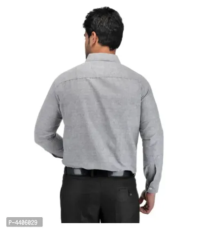 Men's Grey Khadi Full Solid Regular Fit Formal Shirts - Single-thumb2