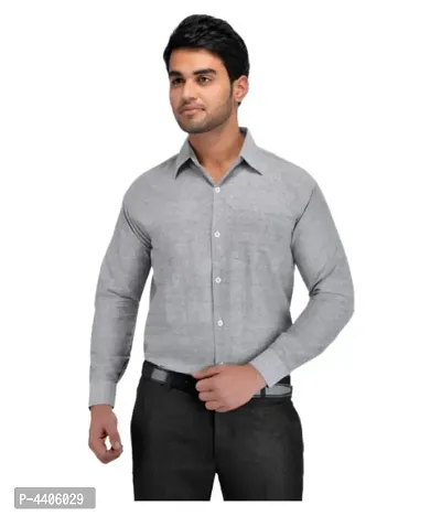 Men's Grey Khadi Full Solid Regular Fit Formal Shirts - Single-thumb0