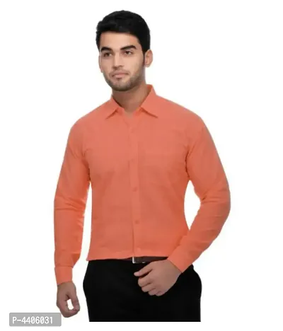 Men's Orange Khadi Full Solid Regular Fit Formal Shirts - Single-thumb0