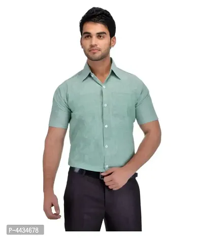 Stylish Cotton Solid Green Casual Shirt For Men-thumb0