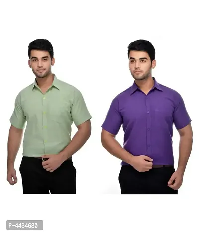 Stylish Cotton Solid Multicoloured Casual Shirt For Men( Pack Of 2 )-thumb0